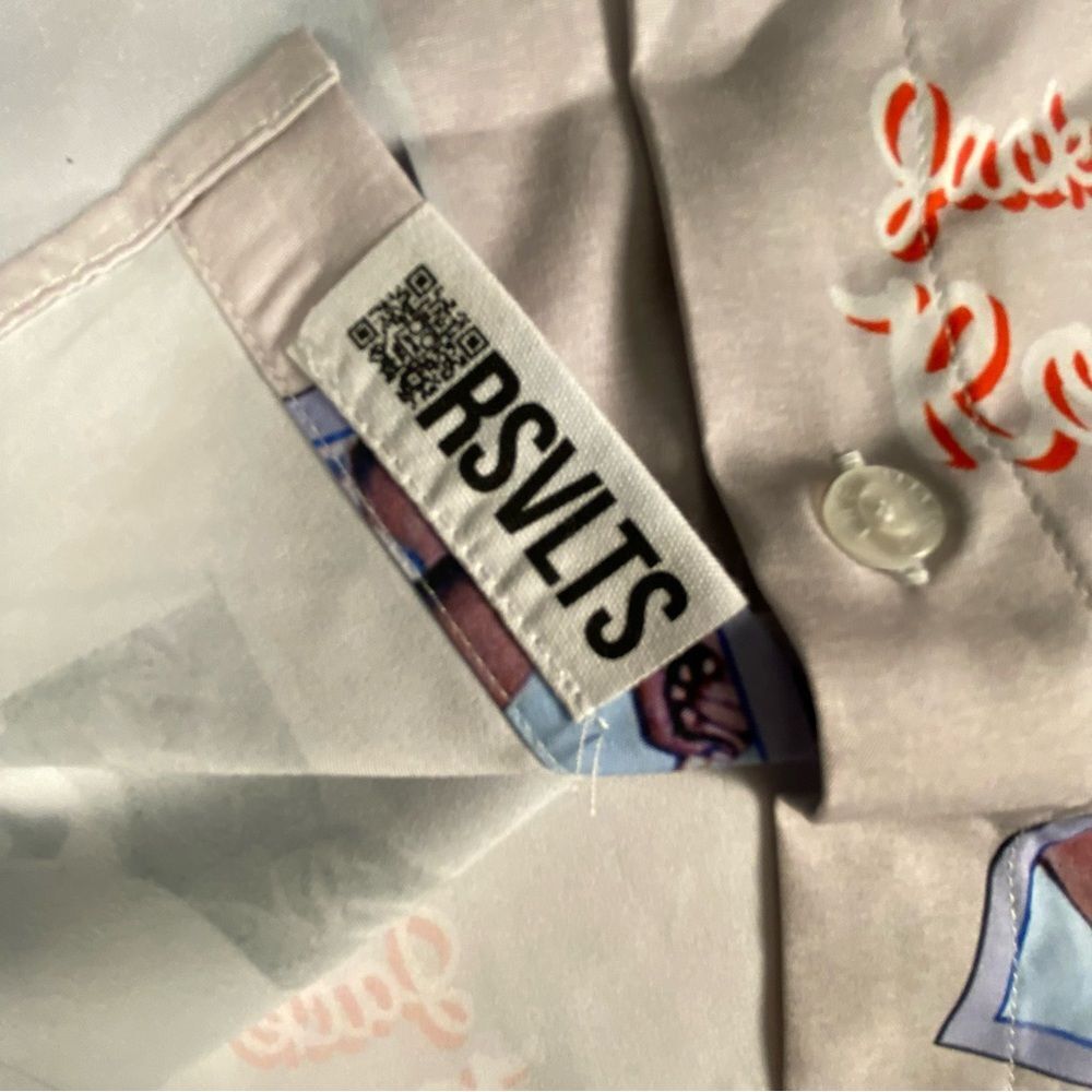 RSVLTS Jackie Robinson Scrapbook Button Up Shirt NWT Mens Medium - Picture 6 of 11